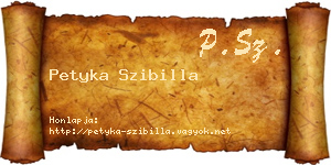 Petyka Szibilla névjegykártya